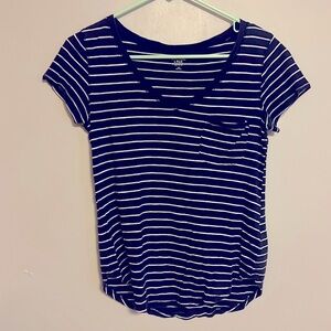 Navy and white striped Abercrombie and Fitch tee. Size XS